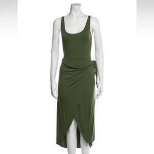 Olive Green Reformation Wrap Midi Dress